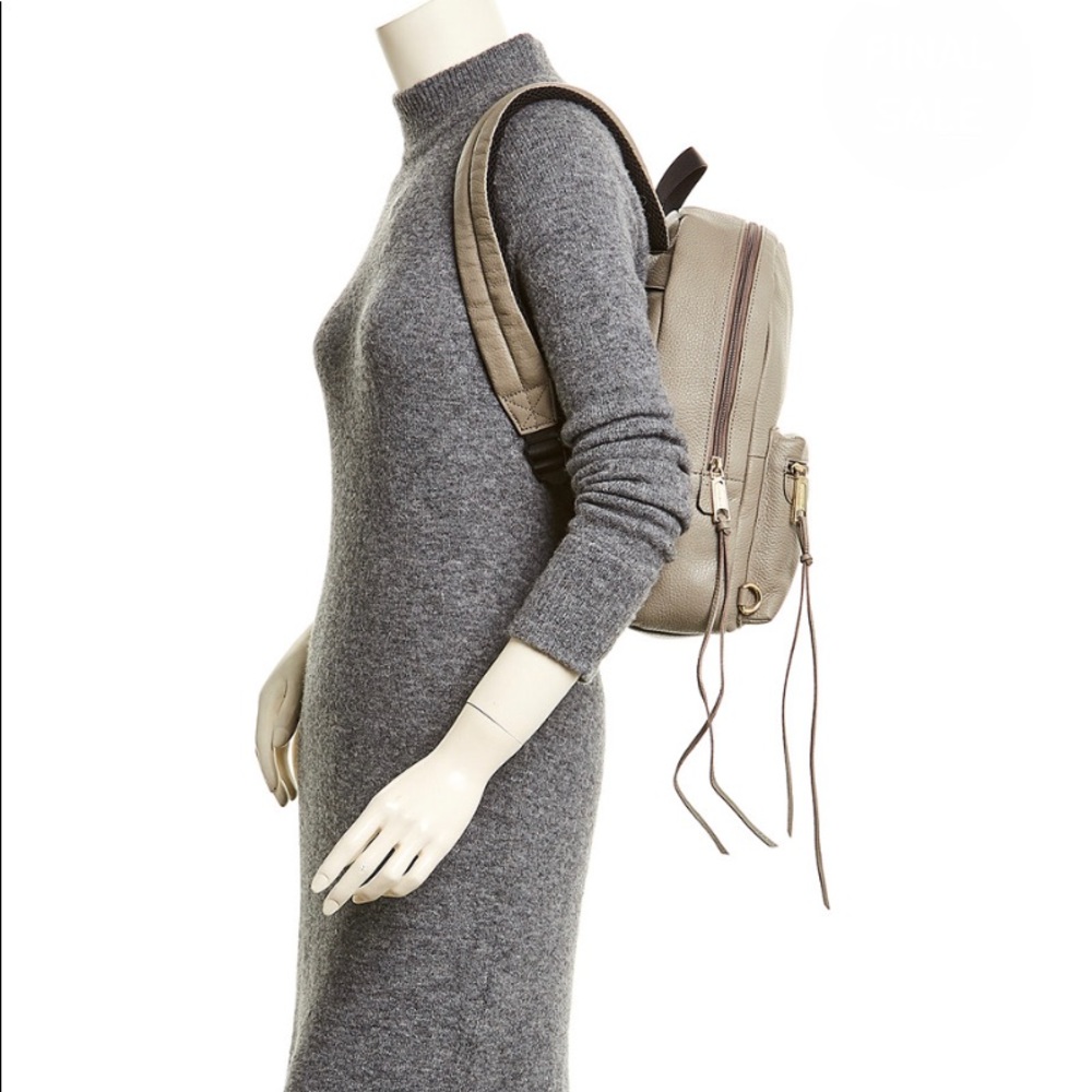 Rebecca Minkoff Medium Zip Leather Backpack -Taupe - Picture 3 of 3